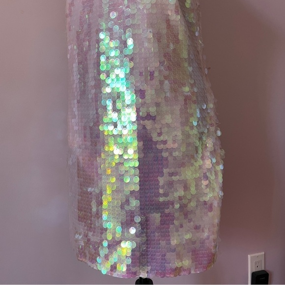 NEW! LoveShackFancy- Kumi Sequin Statement Dress Pink Iridescent Size Small - Picture 5 of 16